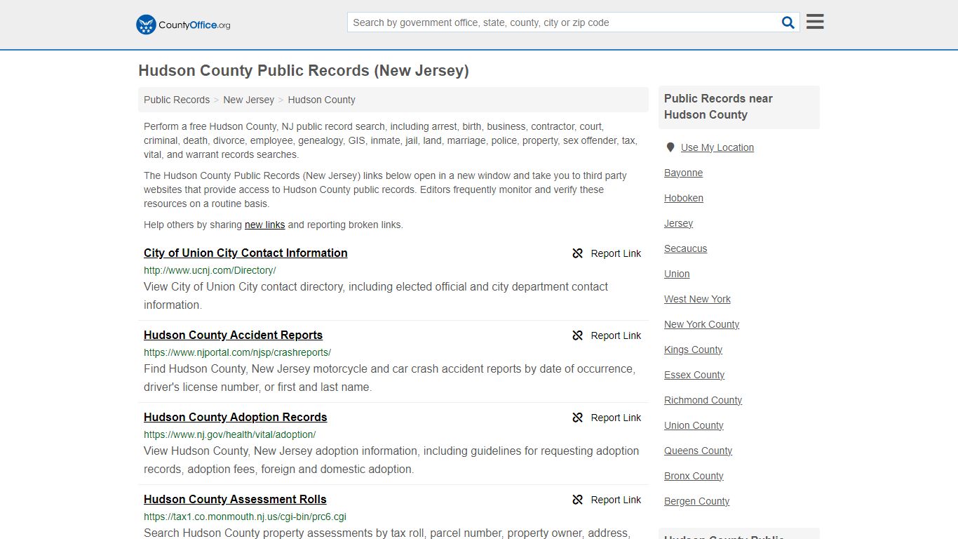 Hudson County Public Records (New Jersey) - County Office