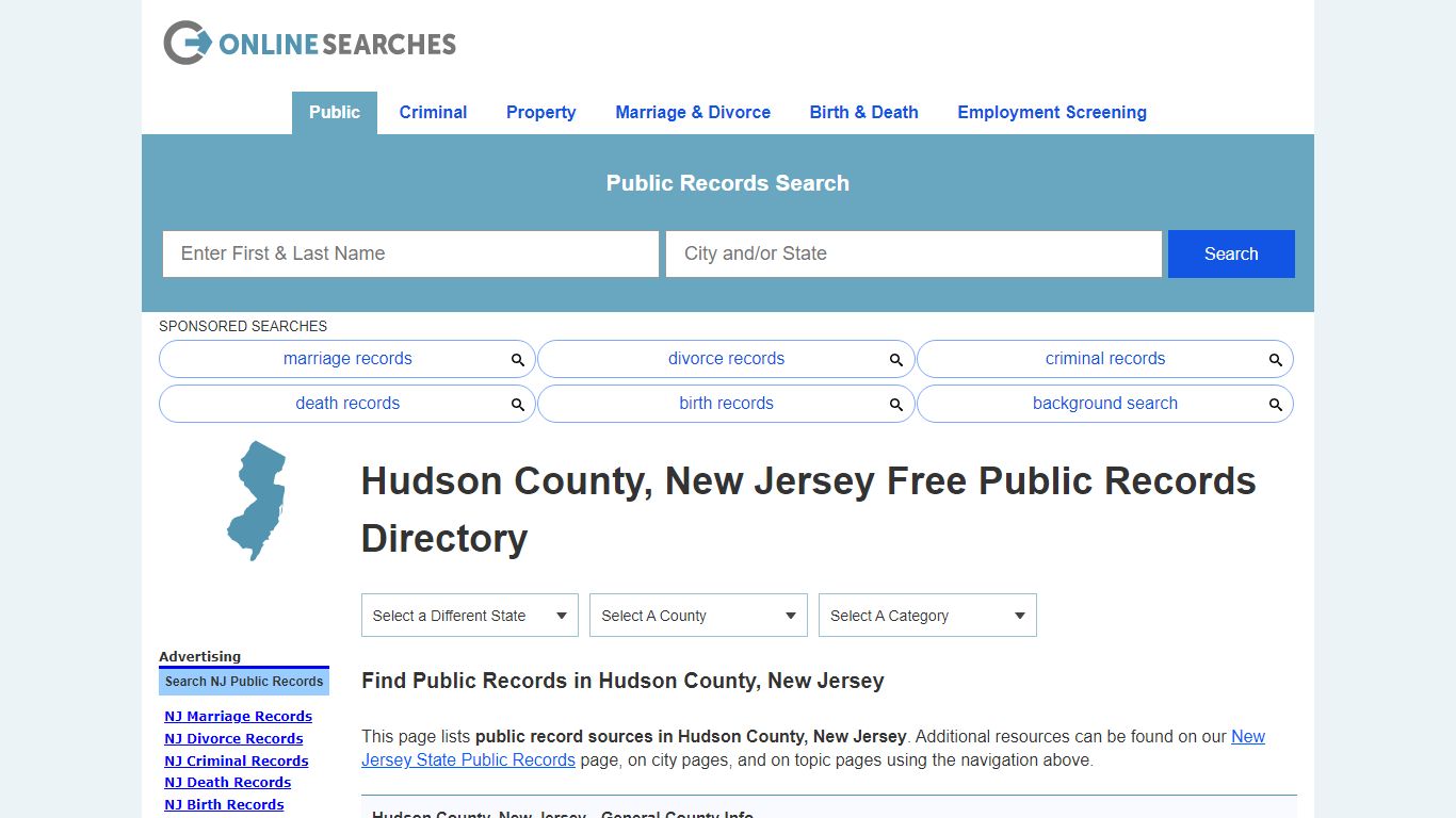 Hudson County, New Jersey Public Records Directory