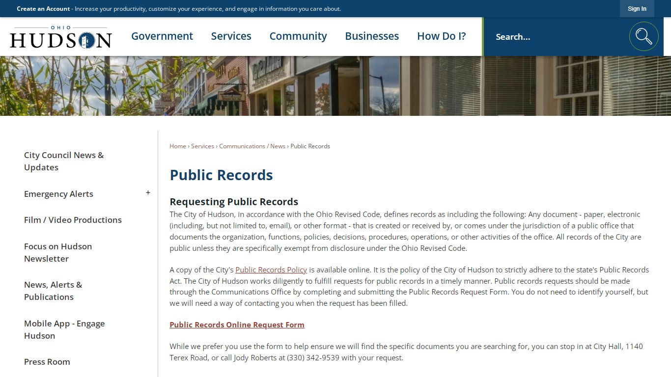 Public Records | Hudson, OH - Official Website